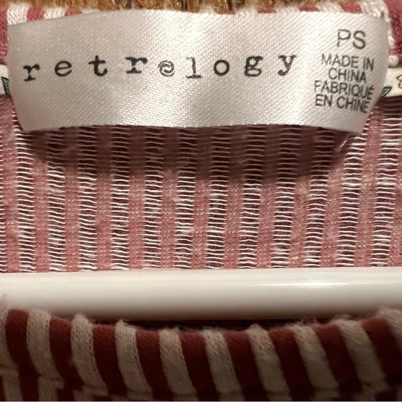 Retrology Maroon and White Striped Tee Sz PS - Picture 3 of 5